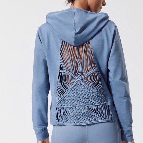 Carbon38 Tops - COPY - 🌊 Carbon38 Dusty Blue Macrame Gili Hoodie Sz XS